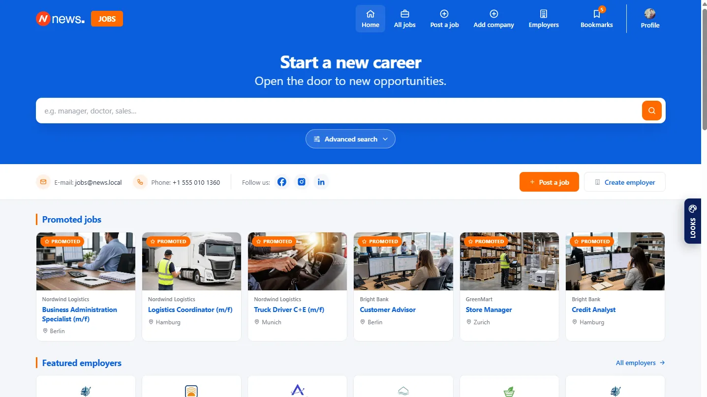 The board: promoted jobs and featured employers