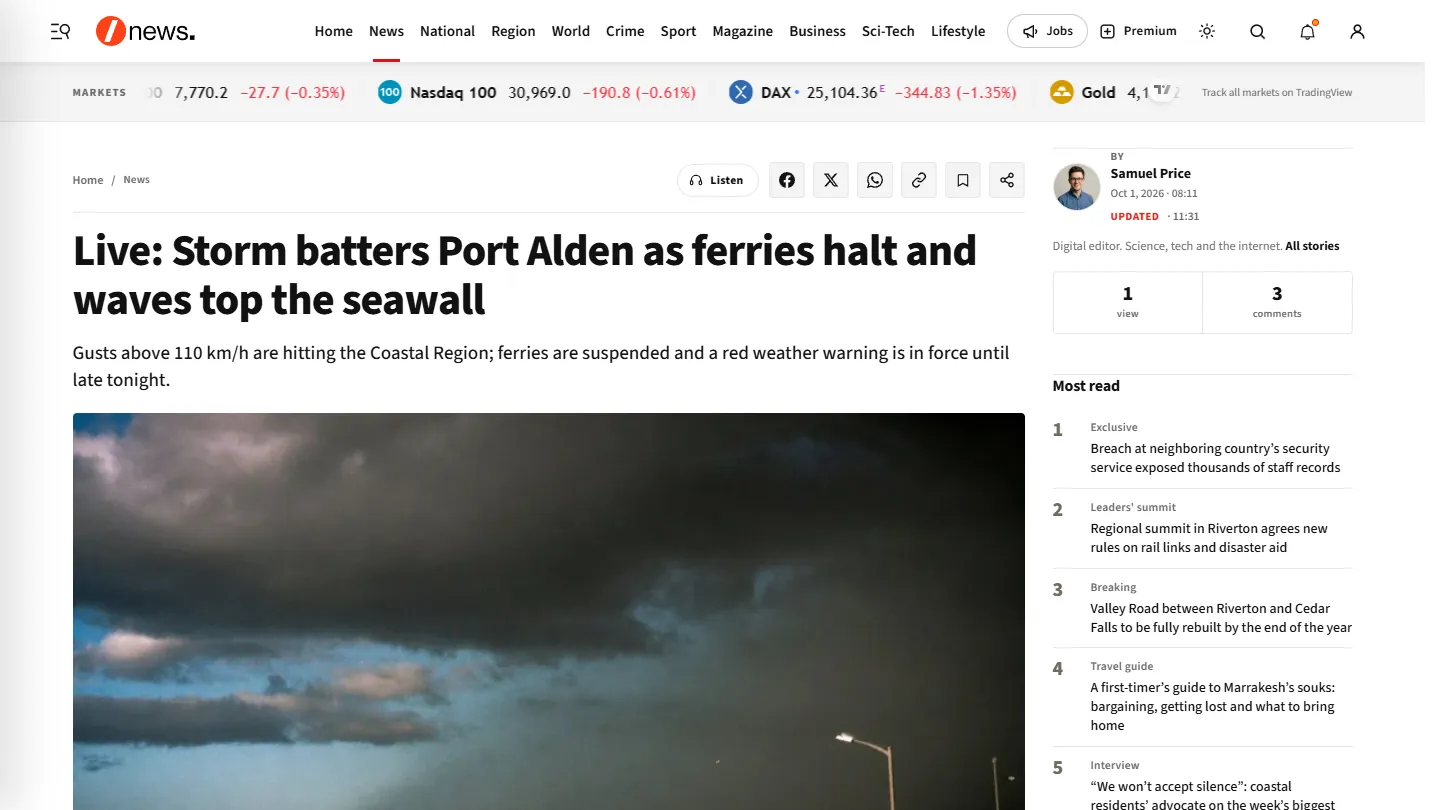 A live story with the “Most read” list